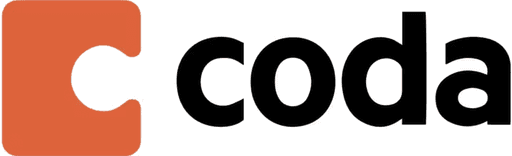 The logo and wordmark of the company Coda. Includes an orange puzzle piece in the shape of a C and the word 'coda'